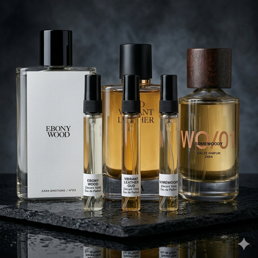 El Pack Zara — Ebony Wood · Vibrant Leather Oud · Somewoody