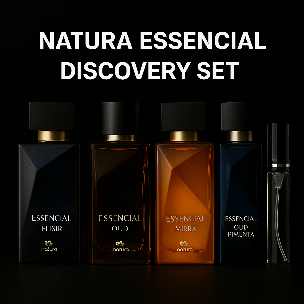 Natura Essencial Discovery Set: Natura Essencial Elixir 5ml+ Natura Essencial Oud 5ml+ Natura Essencial Mirra 5ml+ Natura Essencial Oud Pimienta 5ml