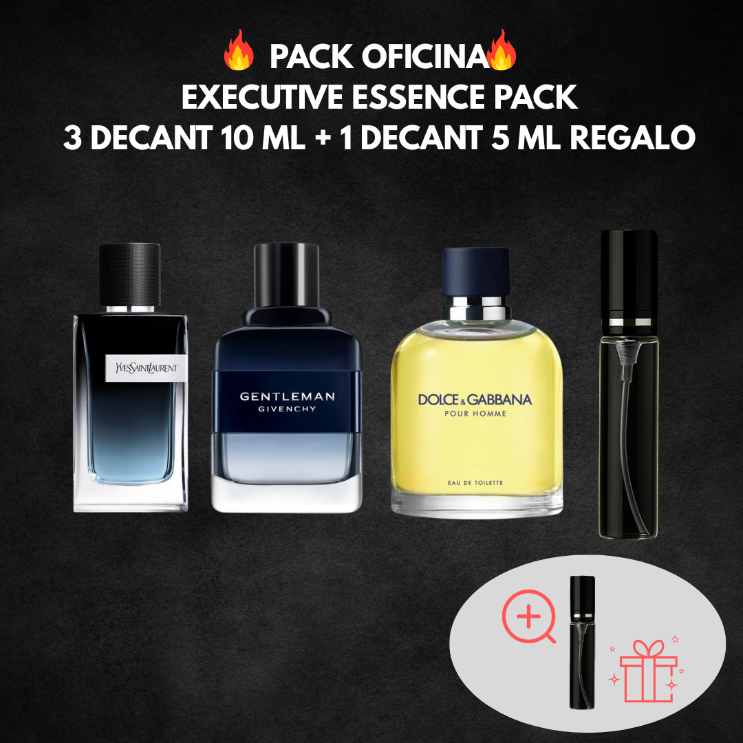Executive Essence Pack – YSL Y EDP 10ml + D&G Pour Homme 10ml + Gentleman Edt Intense 10ml + 1 decant de regalo 5m