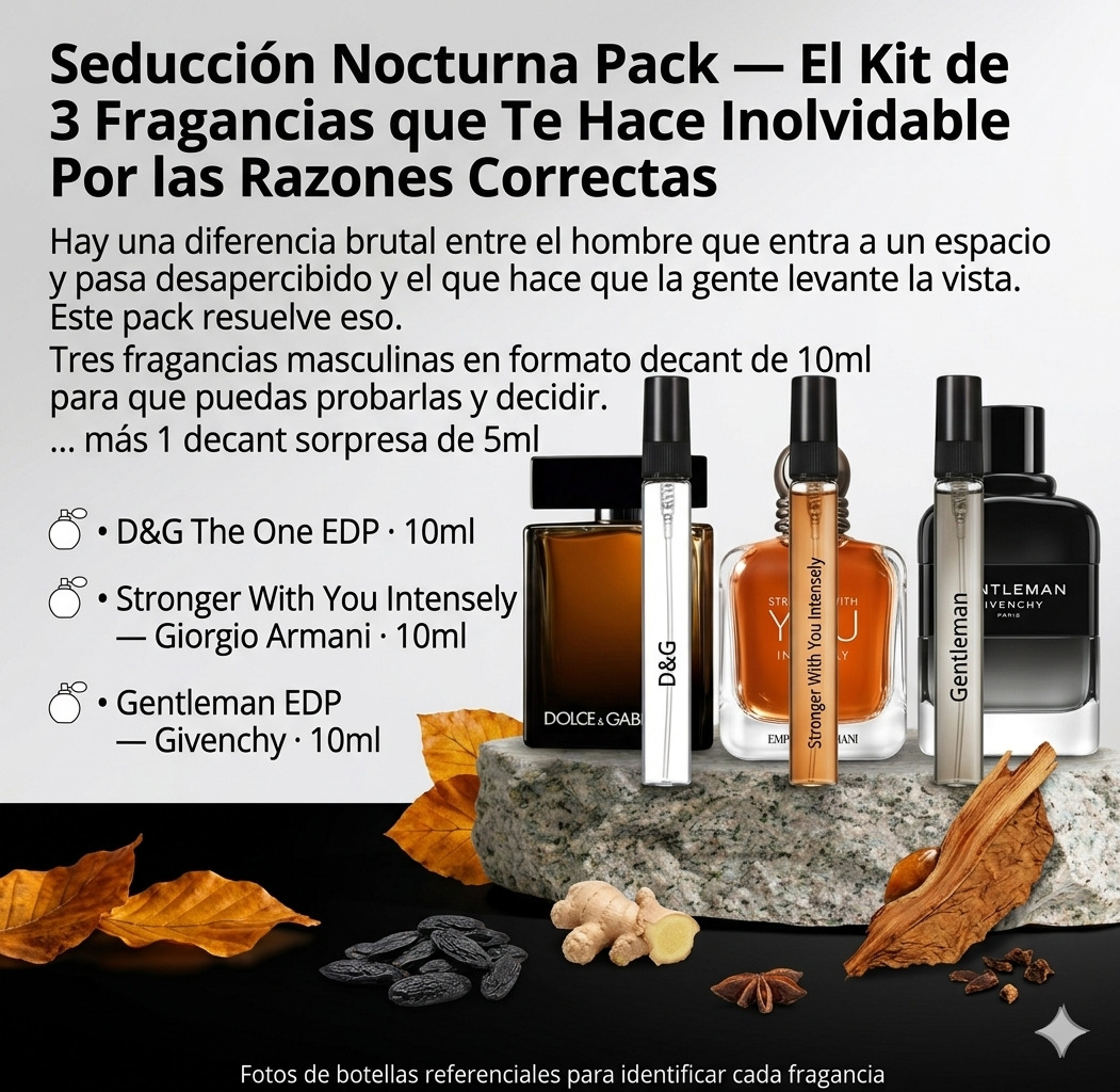 Seducción Nocturna Pack — El Kit de 3 Fragancias que Te Hace Olvidable Por las Razones Correctas